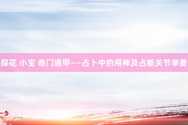 探花 小宝 奇门遁甲——占卜中的用神及占断关节举要